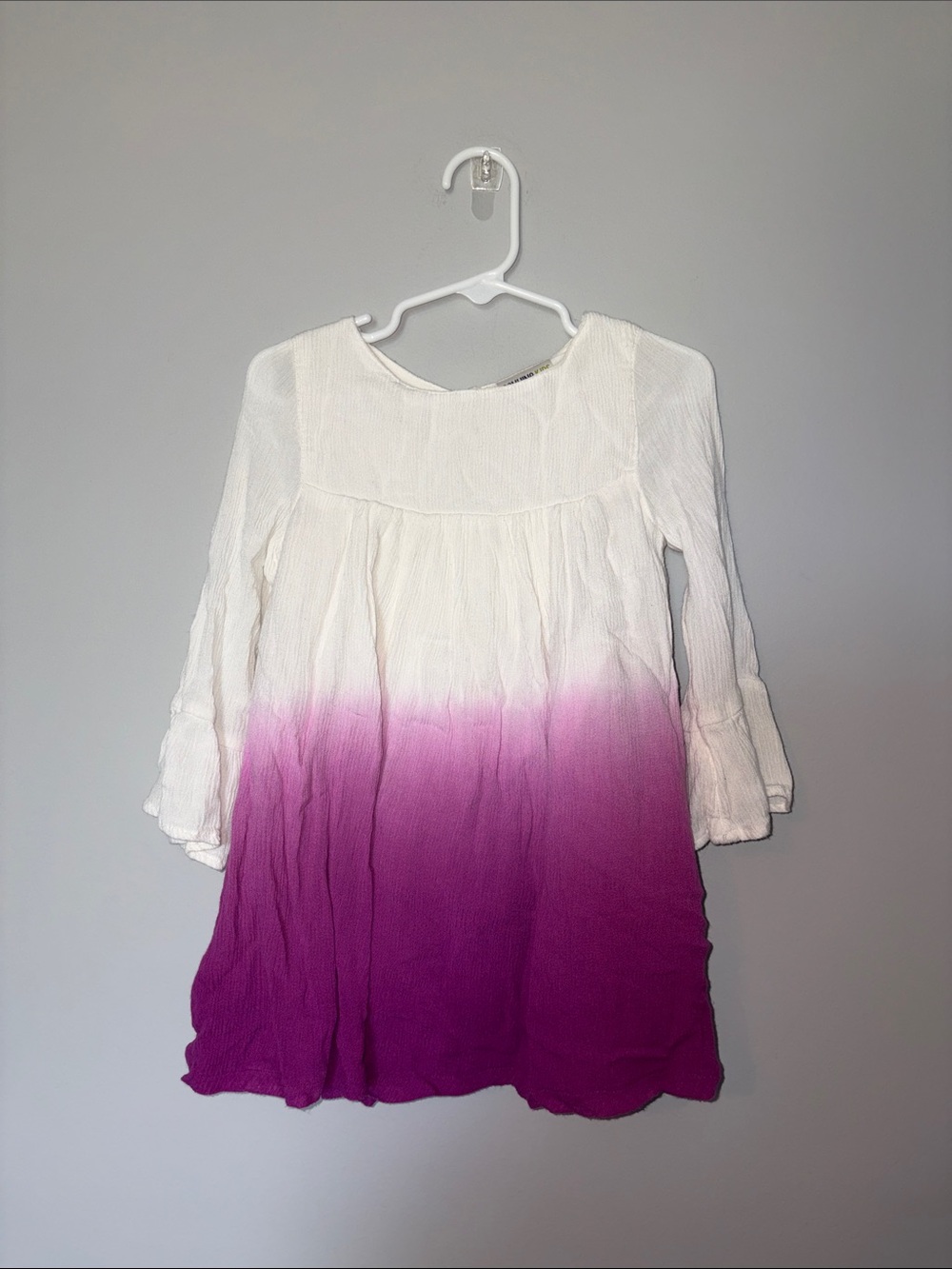 Oshkosh Girls' White to Purple Ombre Long Sleeve Dress 3T